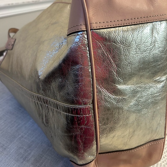 COACH Metro 26141E Metallic Silver Vachetta Leather XL Tote Weekend Bag - Picture 6 of 11